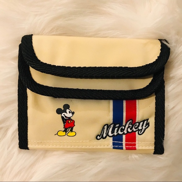 Disney Parks Mickey Stripe Velcro 80s Style Wallet - Picture 1 of 8